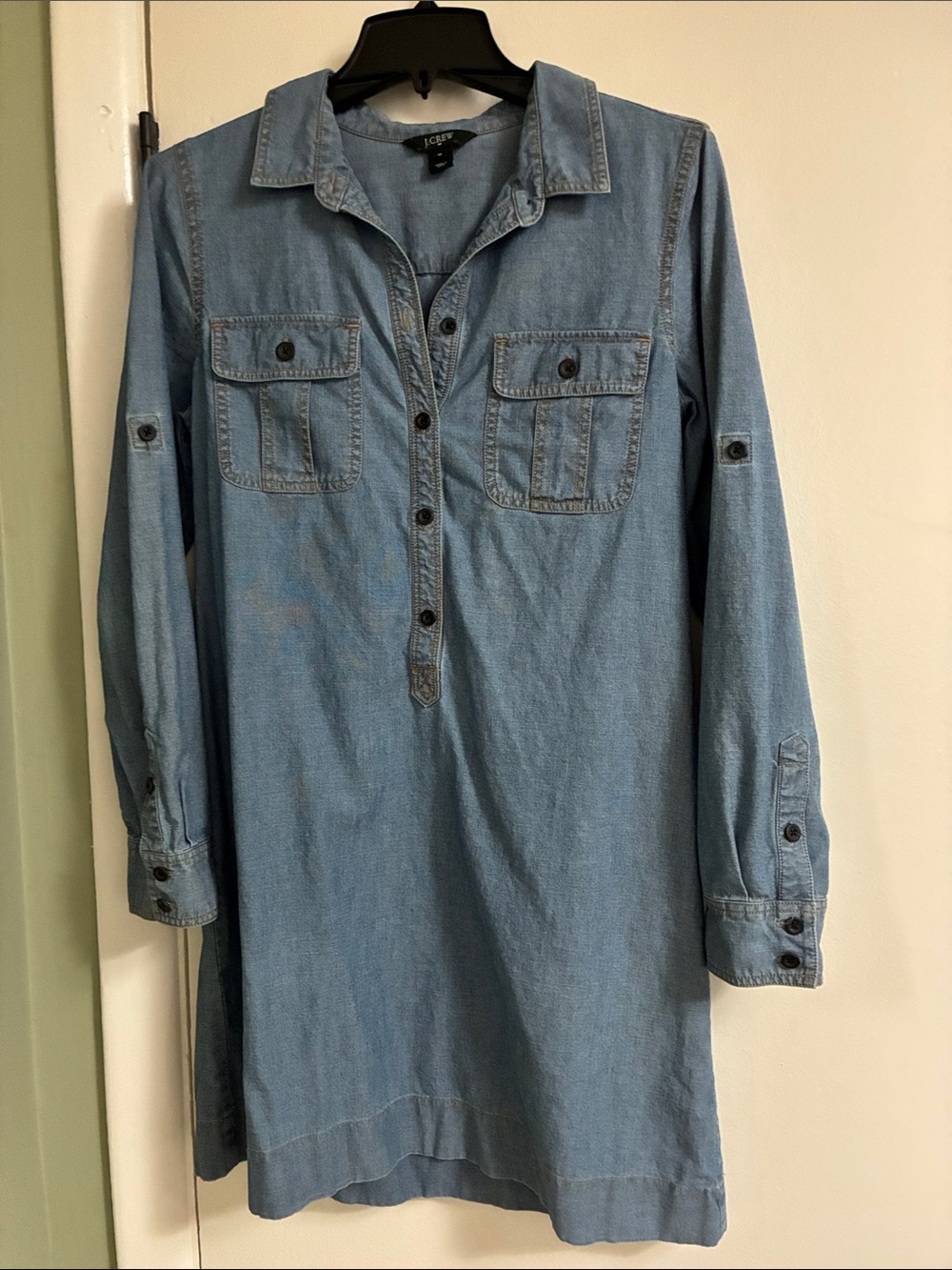 J. Crew Light Blue Denim Shirt Dress, M